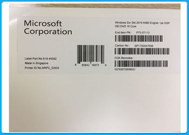 OEM de la edición estándar de Windows Server 2016 de la original del 100% que empaqueta software auténtico