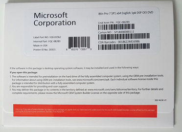 Lengua inglesa de Windows 7 de la licencia del PEDAZO profesional original de la llave 32/64