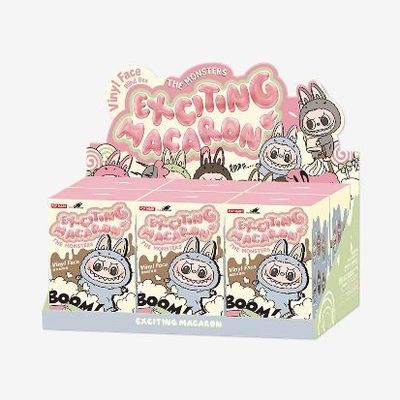 Monstruos originales auténticos de Popmart Labubu Excitantes asientos de macarrones caja ciega figura muñeca de peluche juguetes lindos cajas misteriosas