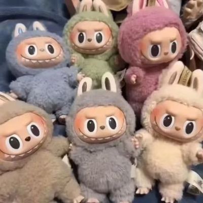 Monstruos originales auténticos de Popmart Labubu Excitantes asientos de macarrones caja ciega figura muñeca de peluche juguetes lindos cajas misteriosas