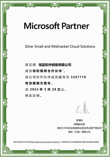 China Haifu Software Trading Co., Ltd. Certificaciones
