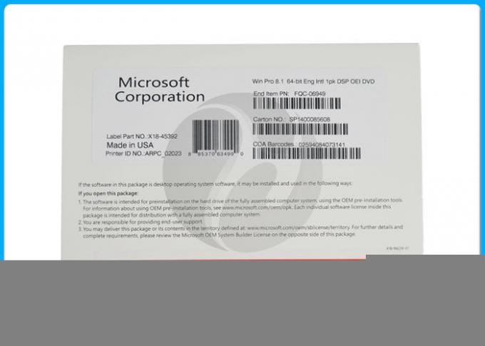 Etiqueta engomada dominante del active del código de la licencia de la etiqueta engomada de Windows 8,1 de los softwares de Microsoft Windows favorable