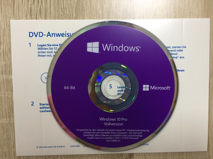 Activación en línea de la favorable del OEM de Windows 10 del alemán etiqueta engomada del COA con DVD de 64bit 1pk DSP